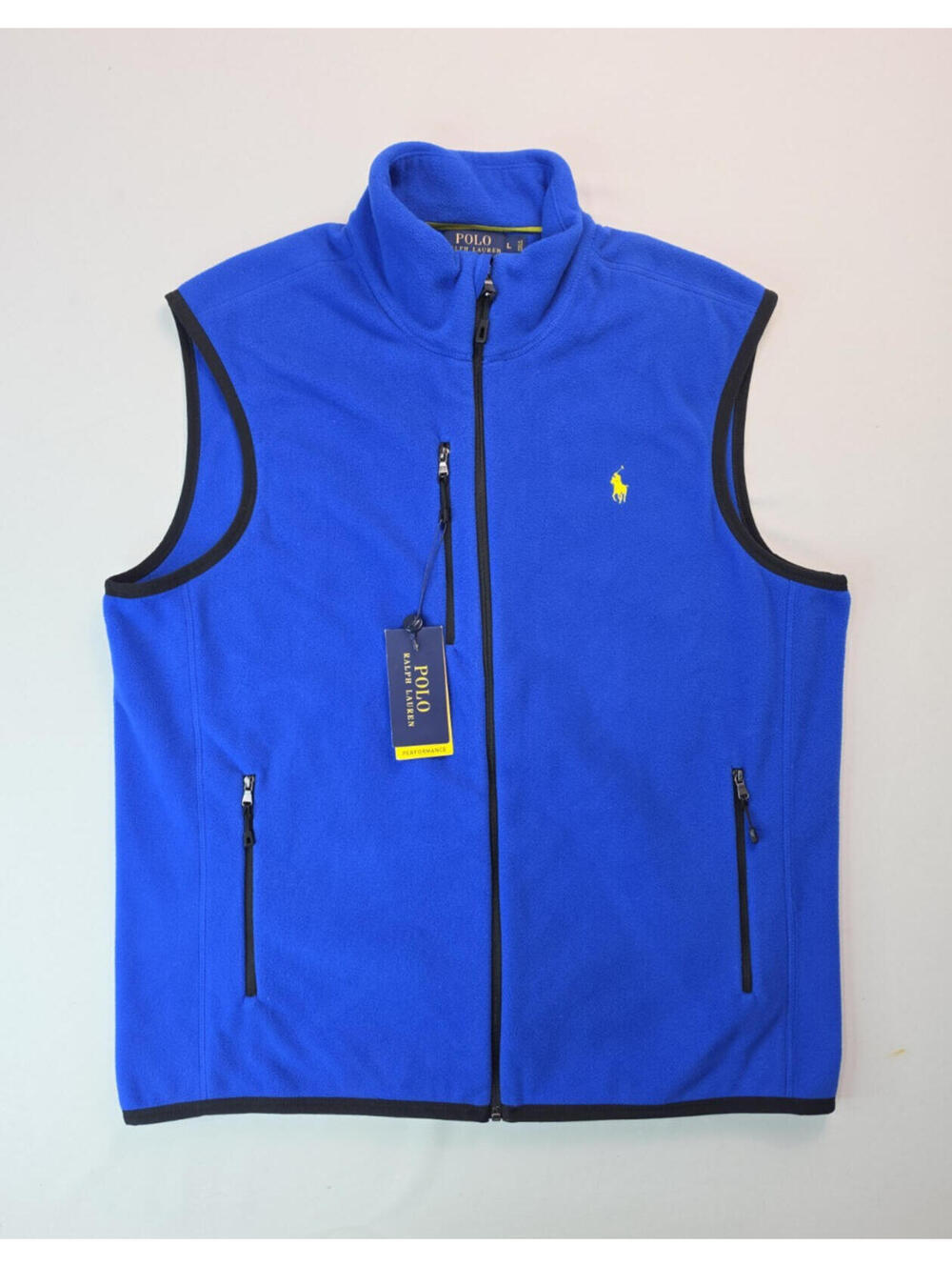 Polo Ralph Lauren Performance Blue Fleece Gilet Vest Mens Size Large L NEW NWT